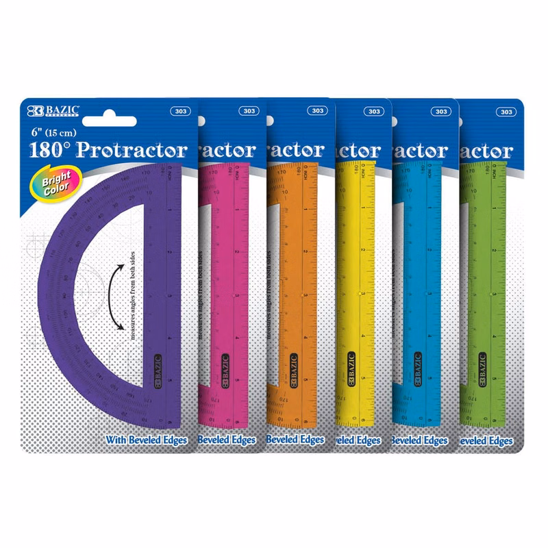 Protractors - 6" Assorted Colors