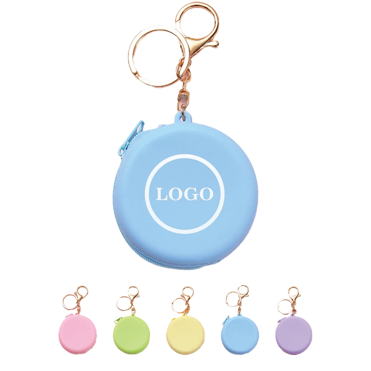 Mini Round Zipper Silicone Coin Purse Earphone Bag Keychain 1