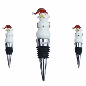 Red Cap Snowman Design Alloy Wine Cork Bottle Stopper