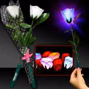 Light Up White Silk Rose Glow Flower with LED