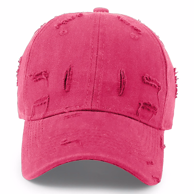 Stock Solid Color Ripped Cotton 6-Panel Baseball Cap