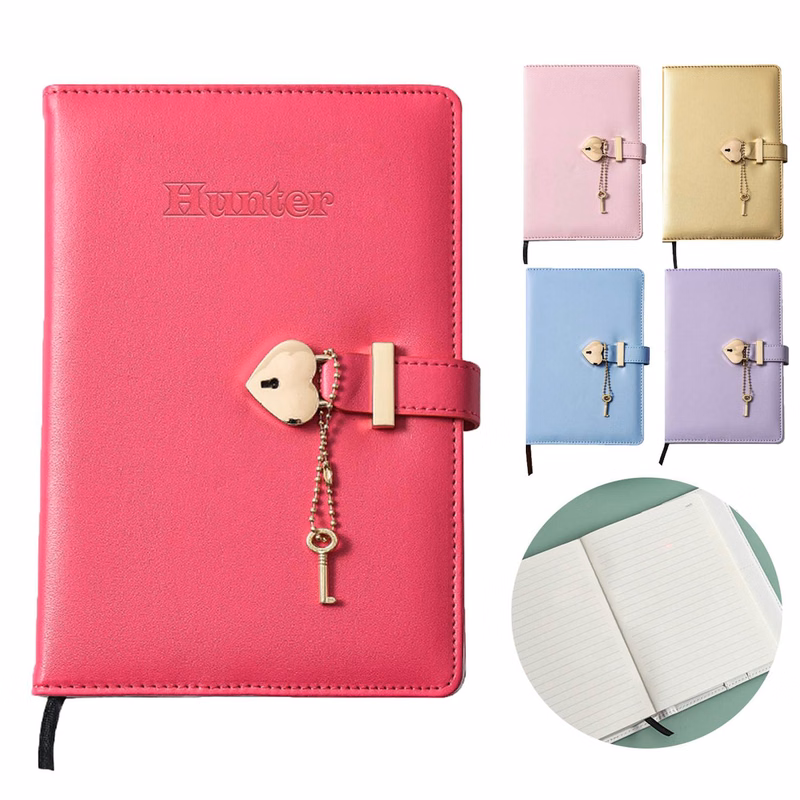 PU Notebook with Password Love Lock