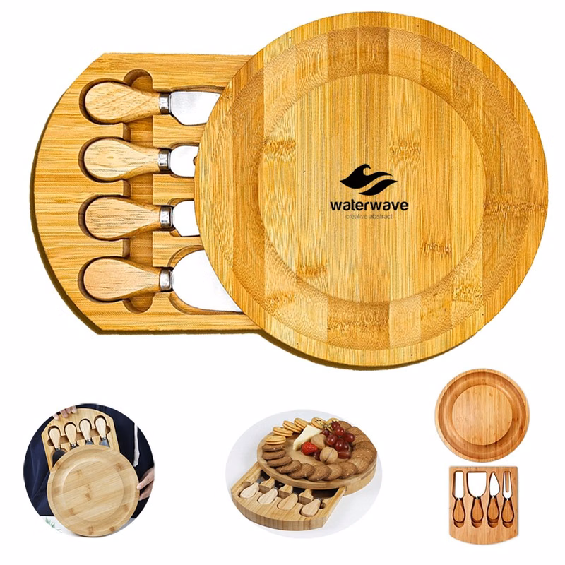 Round Cheese Board With Knives
