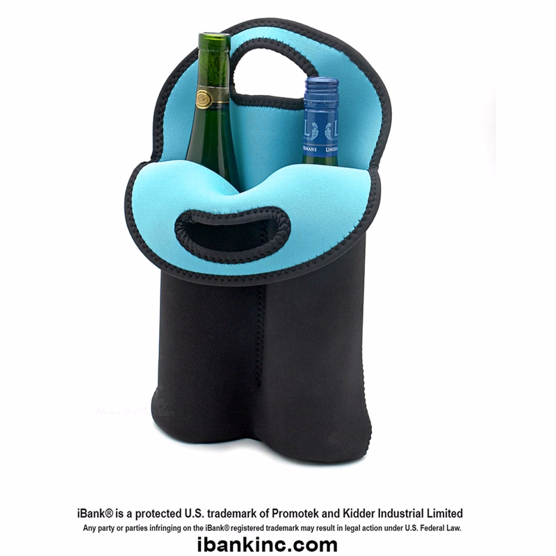 iBank ® 2-Bottle Neoprene Wine Carrier Tote Bag, Bottle Holder