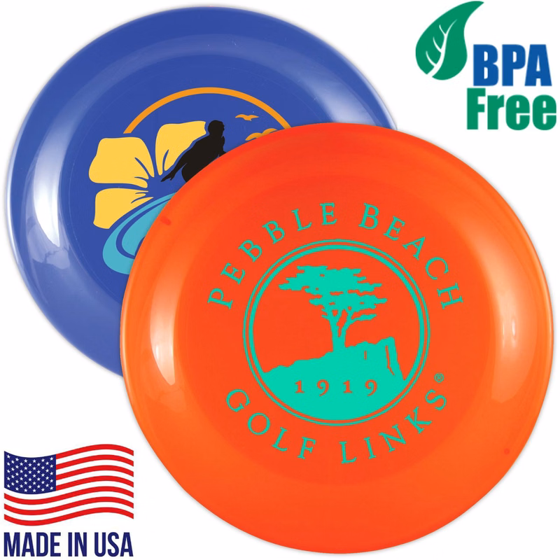 USA made BPA free 9.25" Plastic Flying Disc w/ custom logo