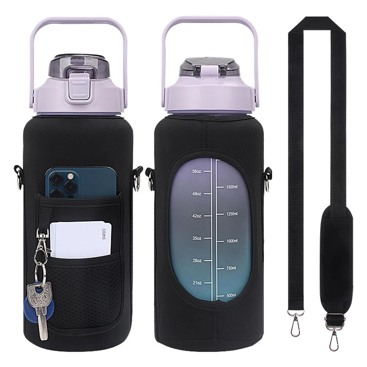 64Oz Water Bottle With Storage Sleeve 1