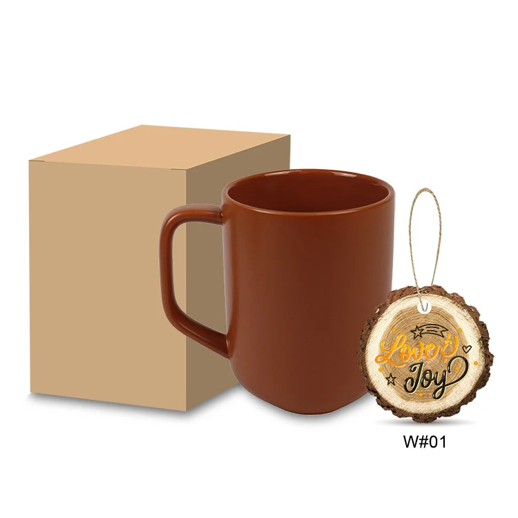 Boxed 18 oz. Triangle Bottom Ceramic Mug and 3" Ornament Gift Set 1