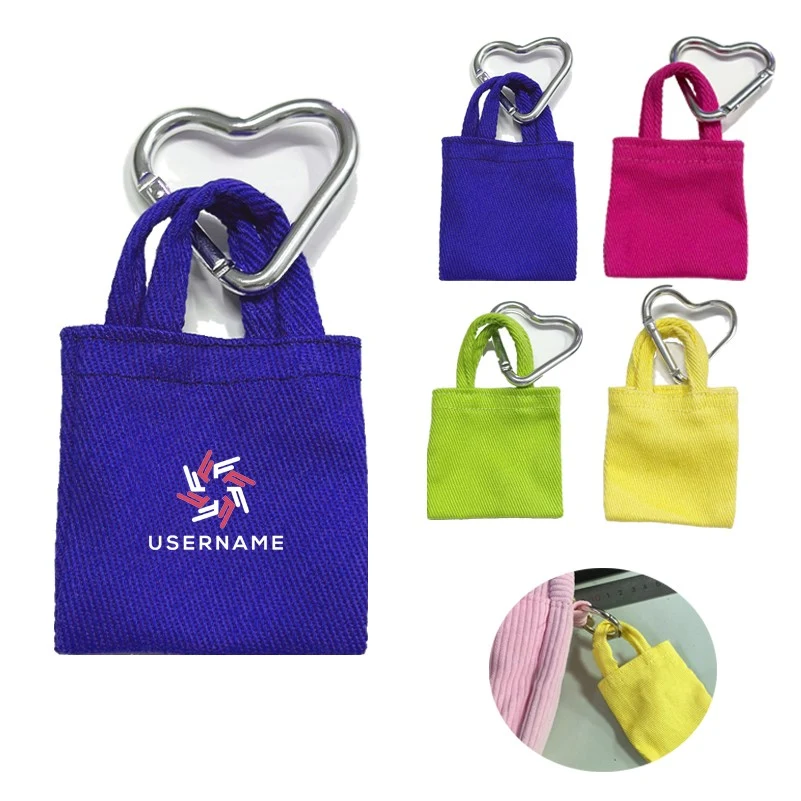 Mini Canvas Decorative Tote Bag Key Chain 1