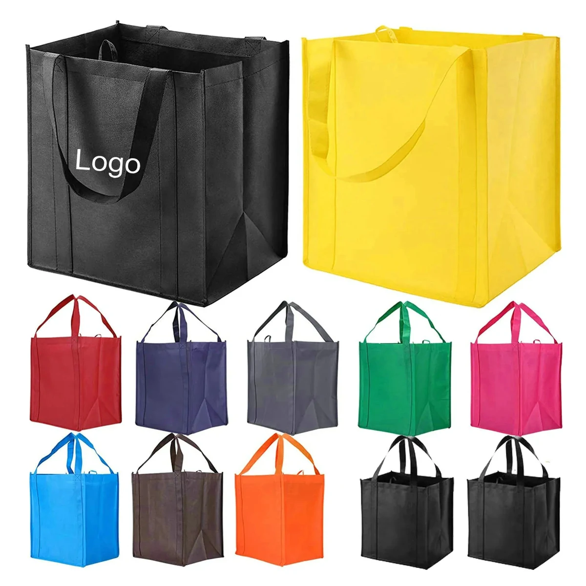 Reusable Big Reinforced Handle Grocery Bags 1