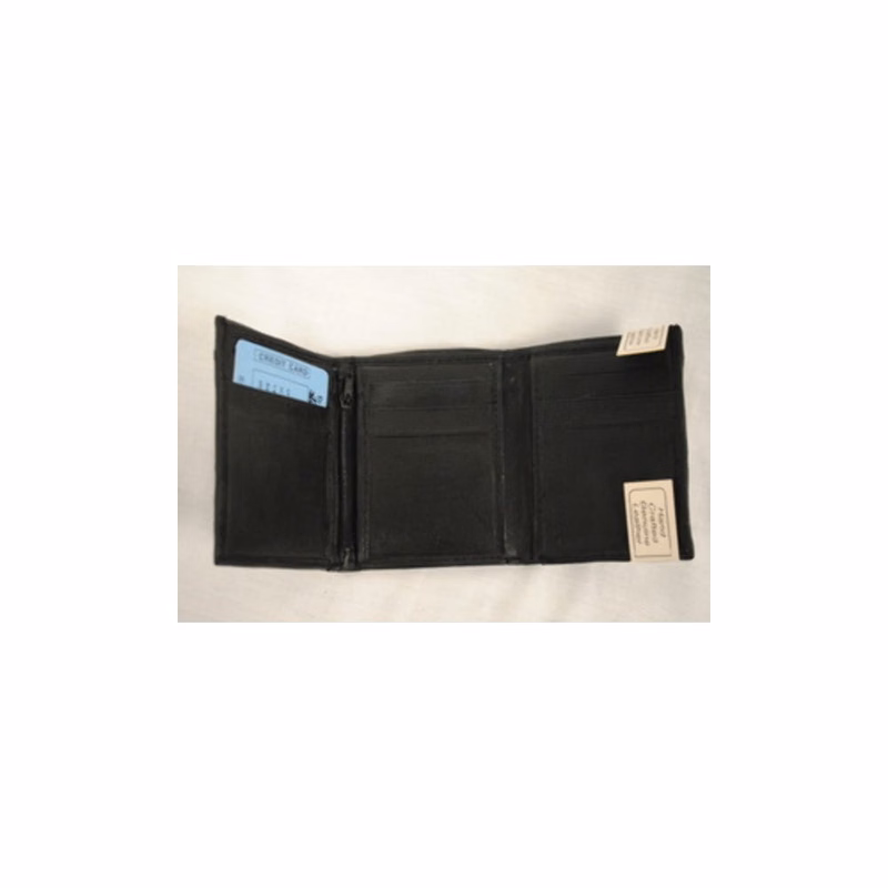 Tri-Fold Leather Wallets - Black