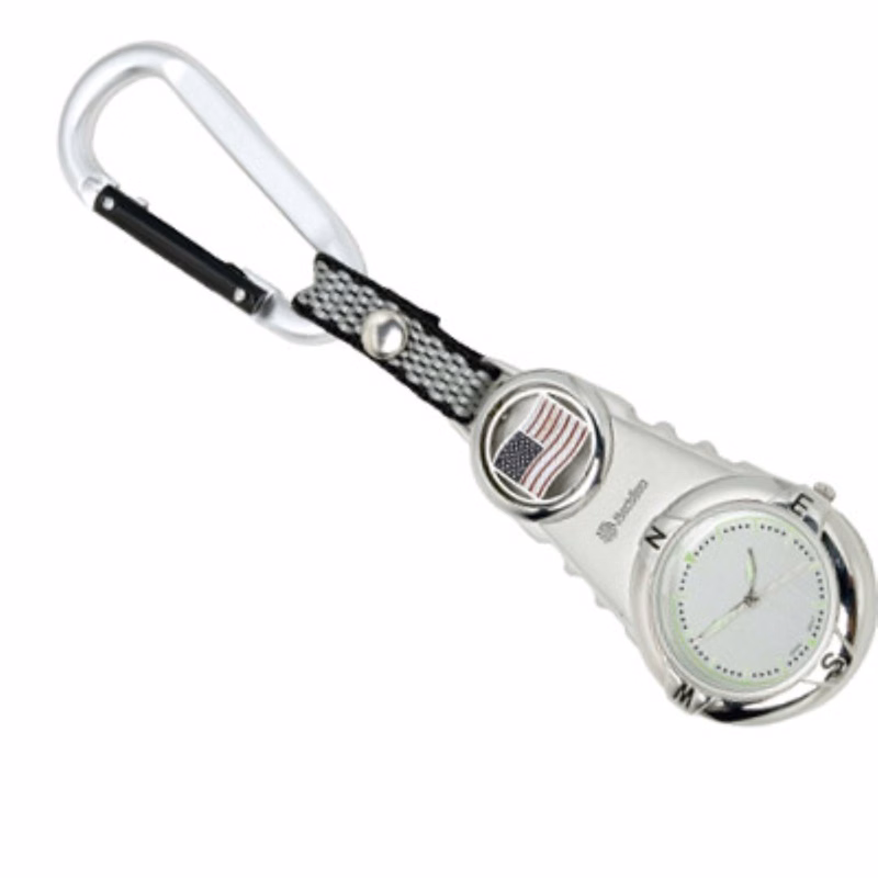 Pocket Watch w/US Flag - Chrome