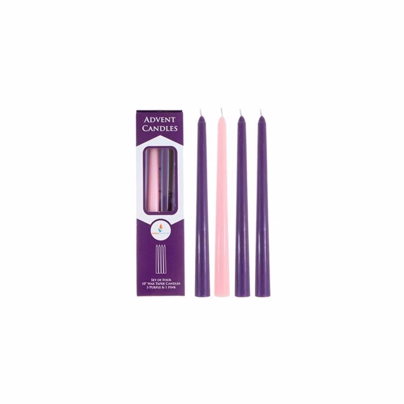 10" Advent Taper Candles - Purple & Pink 4 Piece
