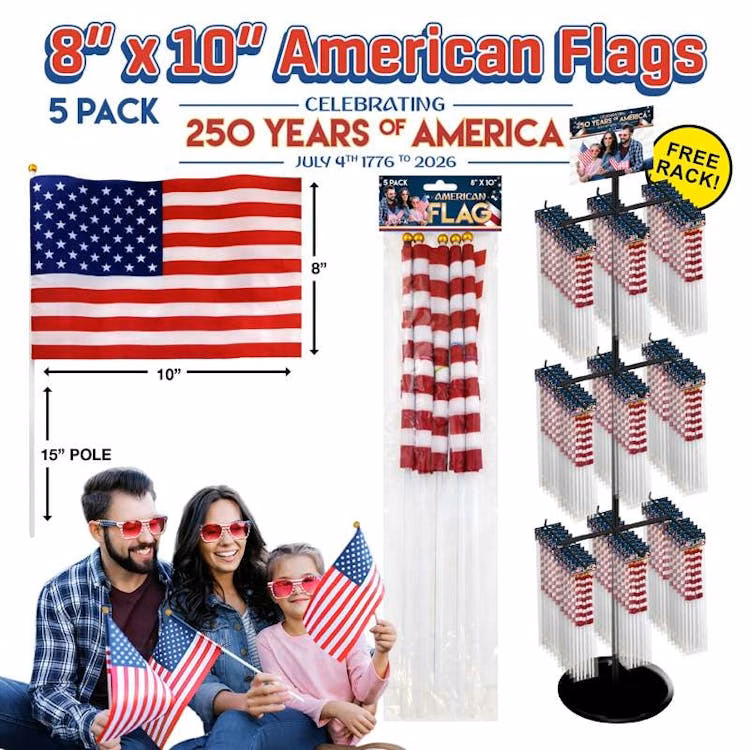 USA Flags 5 Pack - 8" x 10"