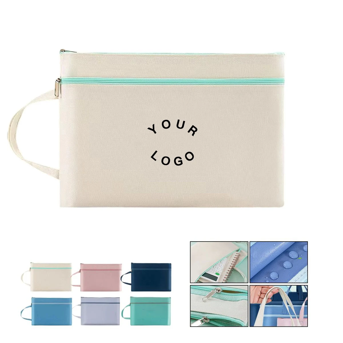 Oxford Cloth Document Bag with Double Zipper 1