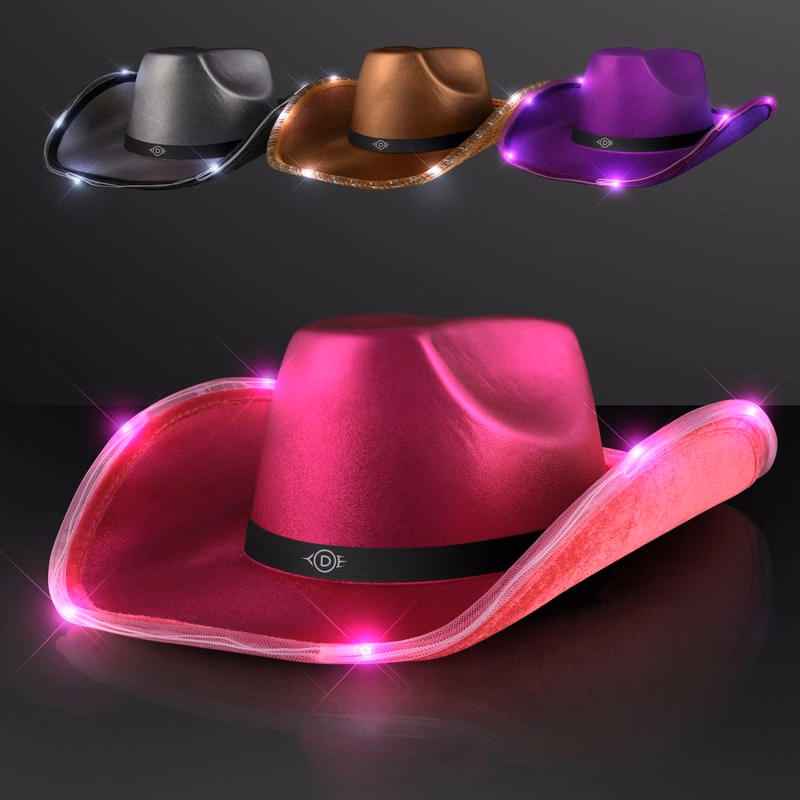 Deluxe Shiny Light Up Cowboy Hat with Black Band