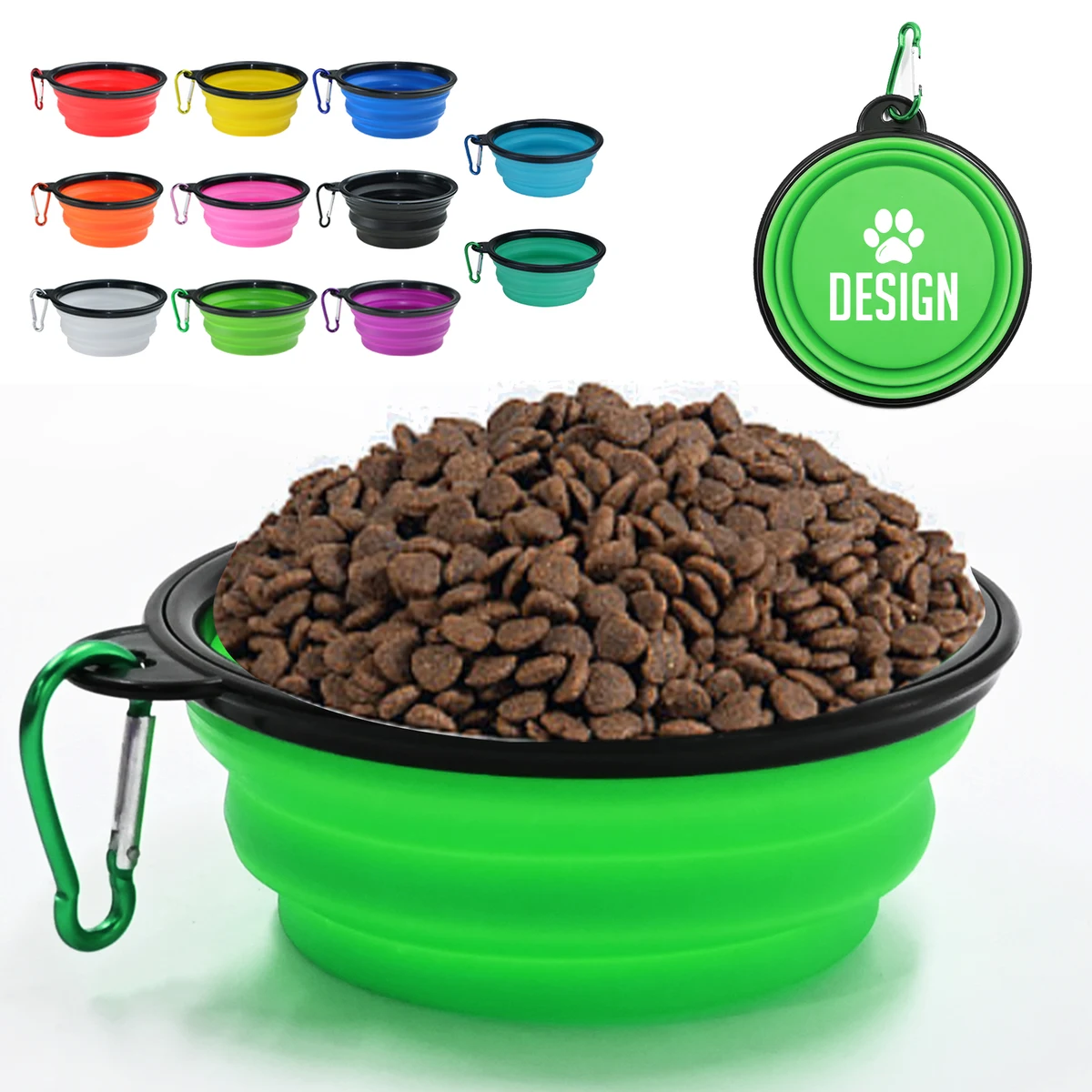 Portable Collapsible Dog Bowl with Clip for Travel 1