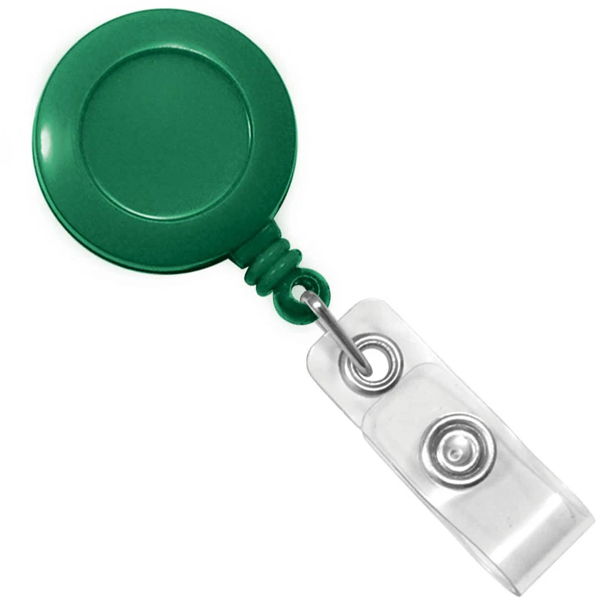 Custom Round Plastic Clip-On Badge Reel (Green) 1