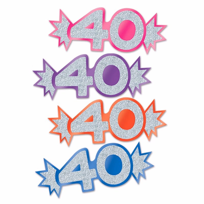Mini Glittered Foil "40" Cutouts