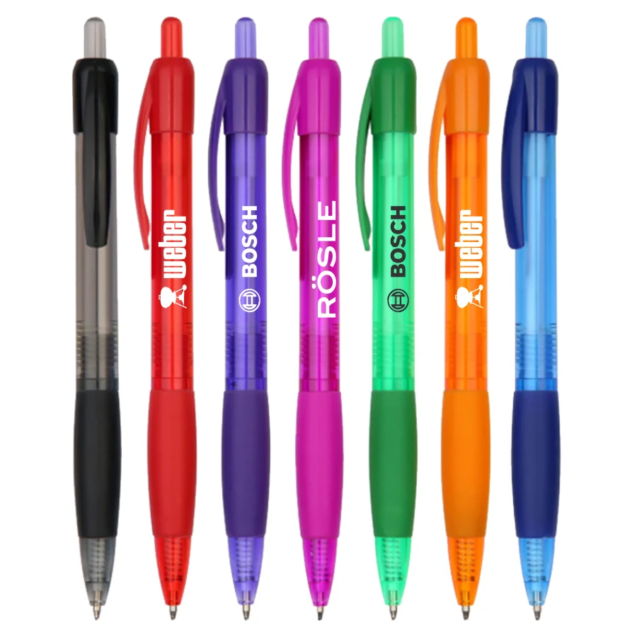 "Miami" Frosted Barrel Click Pen w/Rubber Grip 1
