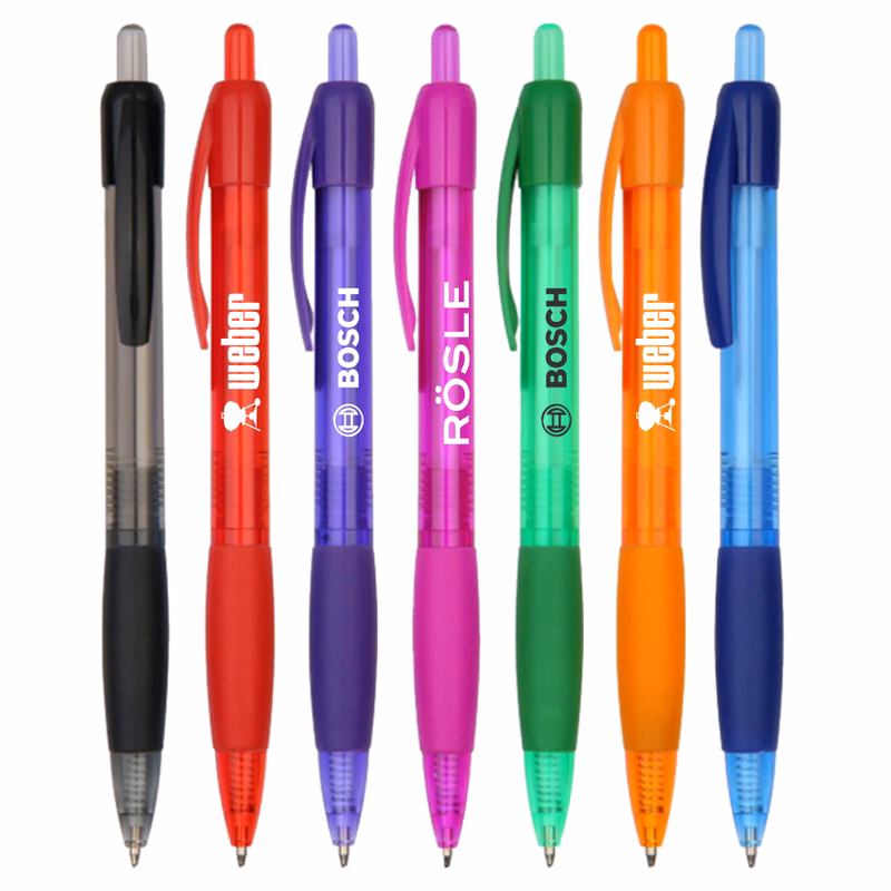 "Miami" Frosted Barrel Click Pen w/Rubber Grip