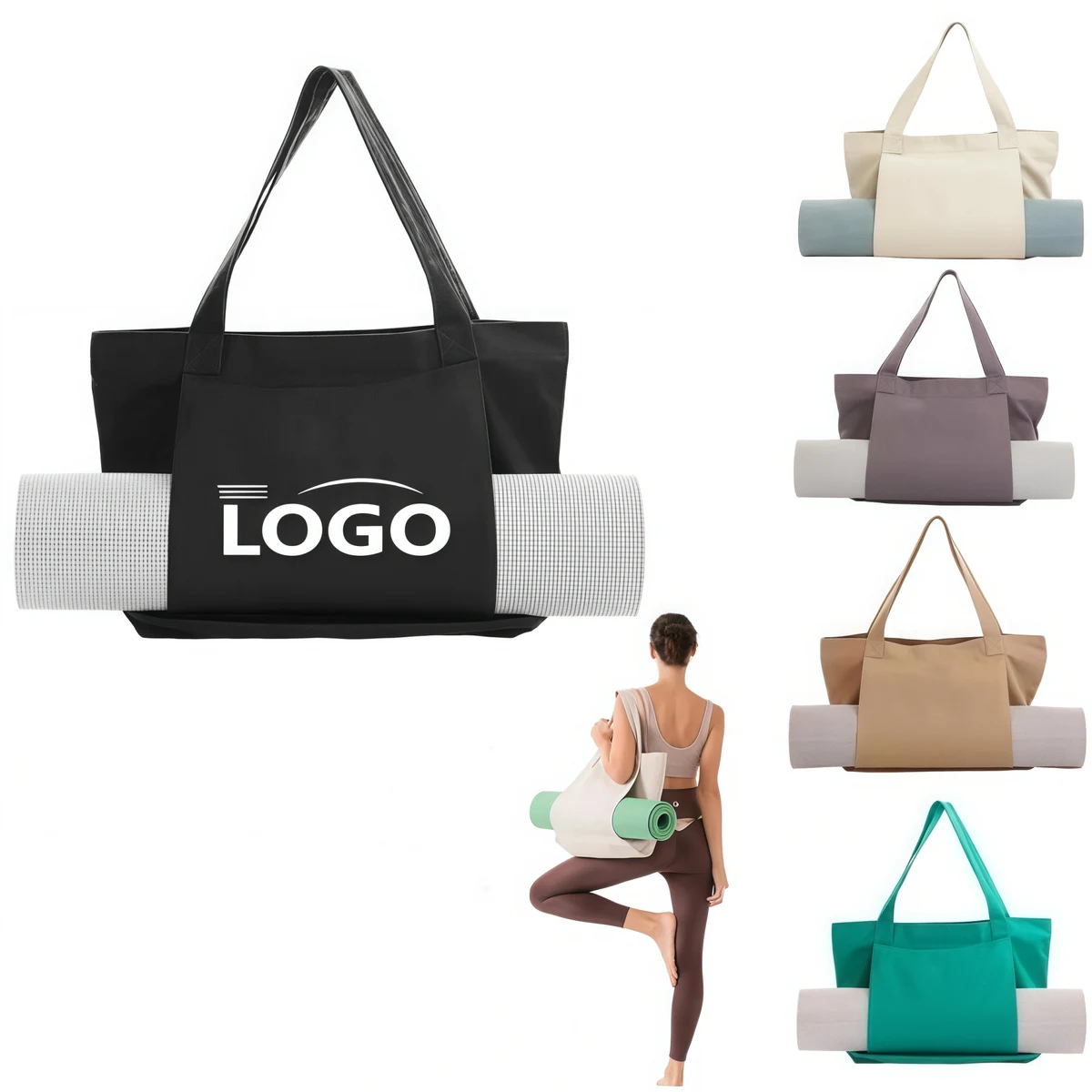Large Capacity Yoga Storage Tote Bag, custom tote bag with logo imprint 1