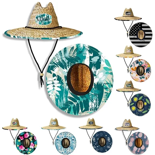 Straw Woven Beach Hat with Double Layer Lifesaving 1