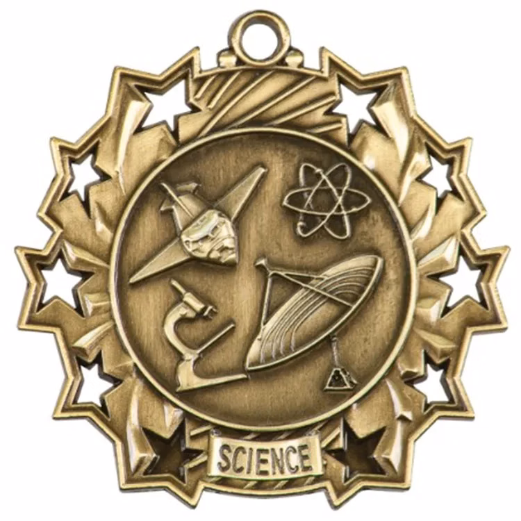 2 1/4" Ten Star Antique Finish Medal-Science