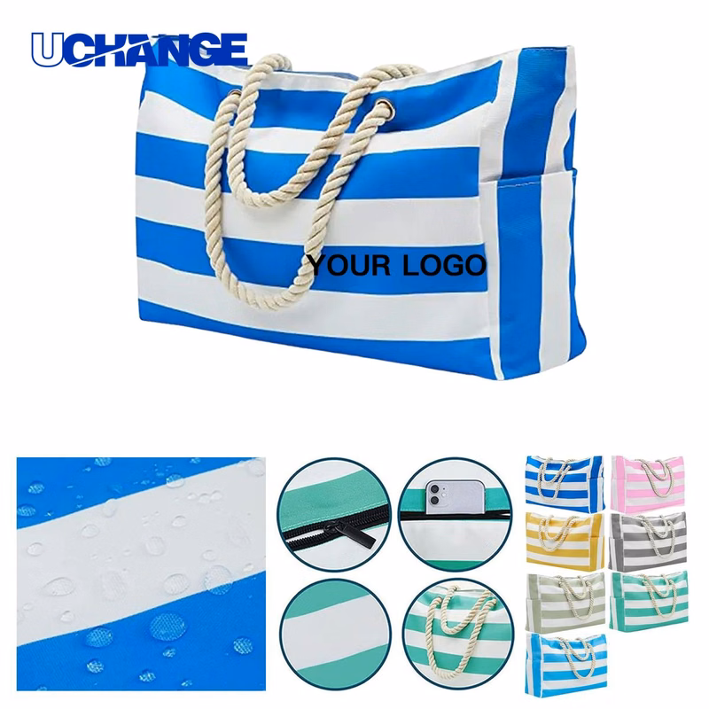 Canvas Beach Tote Bag Carrier with Zipper