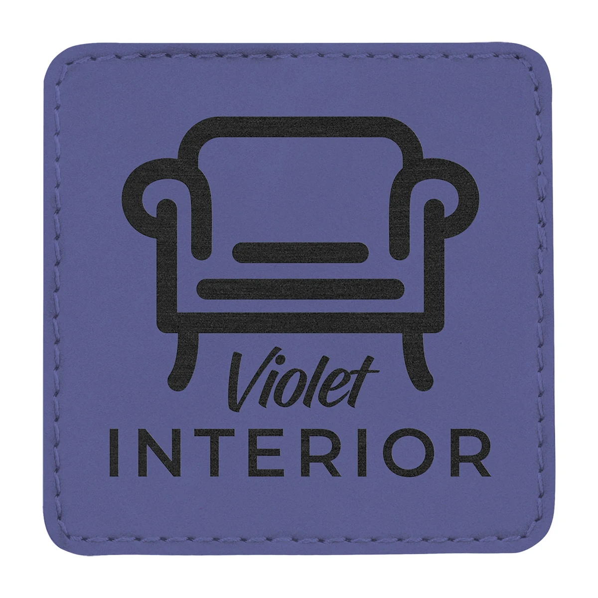3" Purple Leatherette Square Patch with Adhesive 1