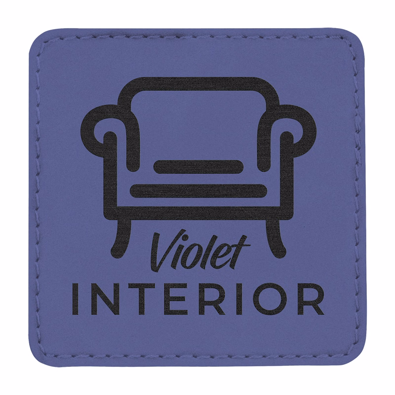 3" Purple Leatherette Square Patch with Adhesive