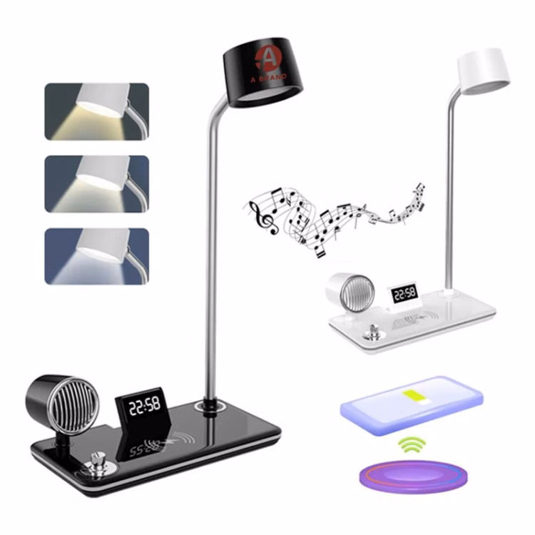Smart Wireless Charging Desk Lamp with Bluetooth Speaker & Clock