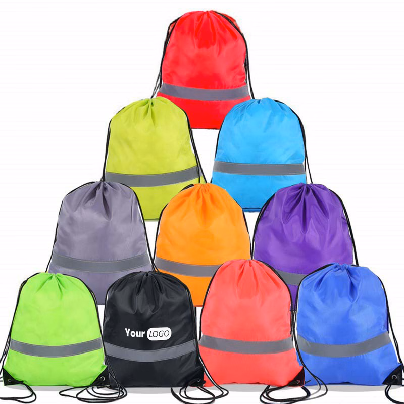 Polyester Lightweight Reflective Drawstring Bag For Active Living