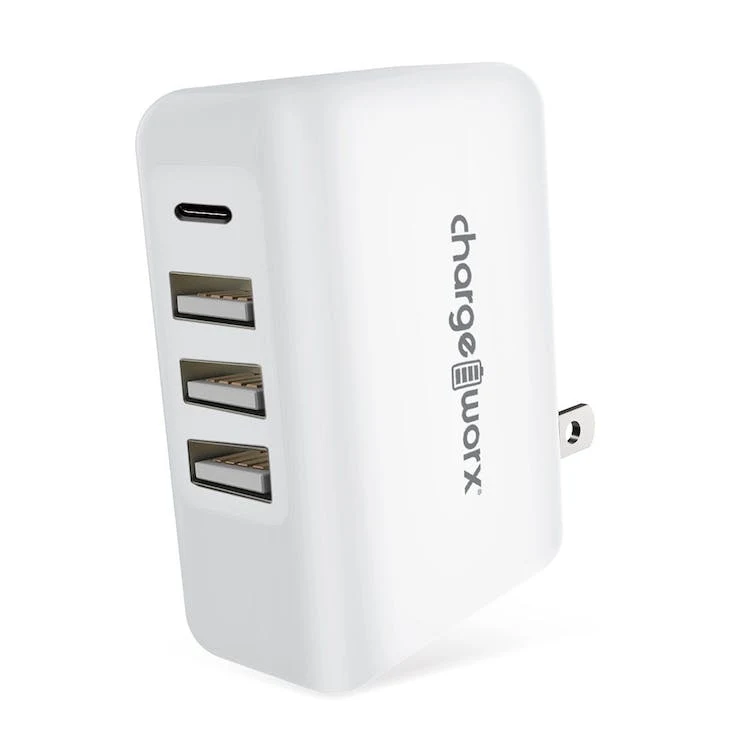 4-Port USB and USB-C Wall Charger - White 1