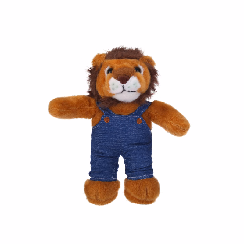 Soft Plush Stuffed Lion in denim overall.