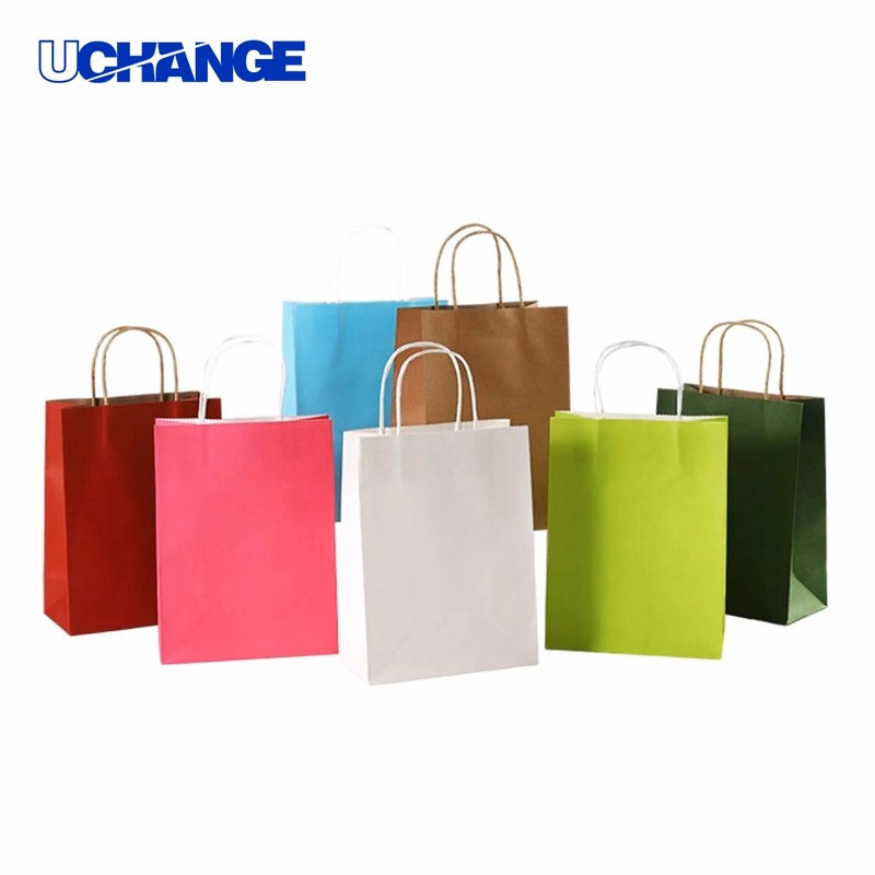 Multi-Color Kraft Paper Shopping Bag with Handle