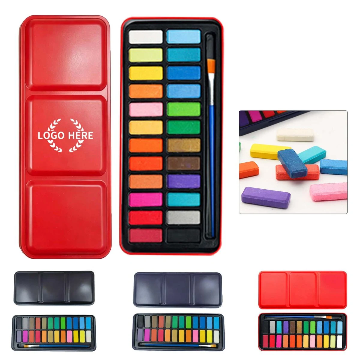 Portable 24 Colors Solid Watercolor Paint Set 1