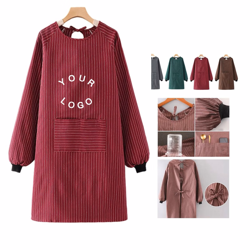 Polyester Apron with Sleeves and Front Pocket