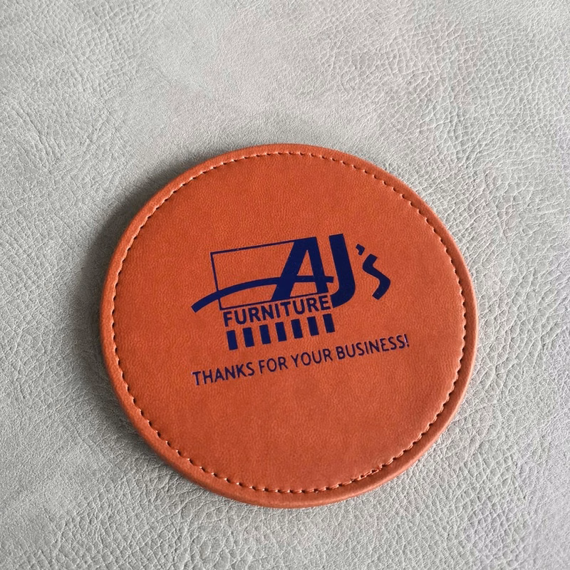4" Round Laserable Leatherette Coaster