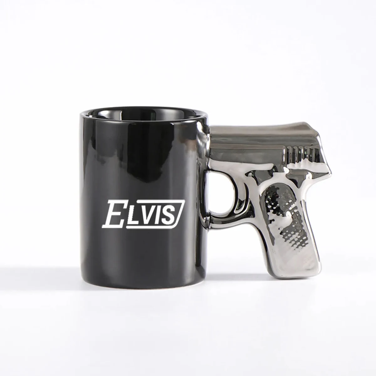 Ceramic Cup Gold Silver Pistol Mug 1