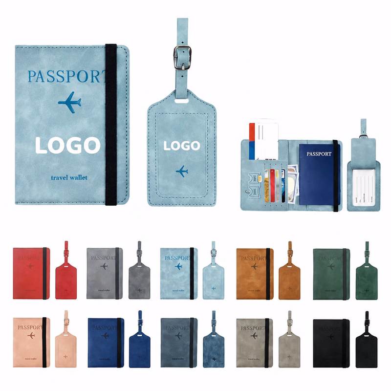 Pu Leather Travel Set With Passport Holder And Luggage Tag