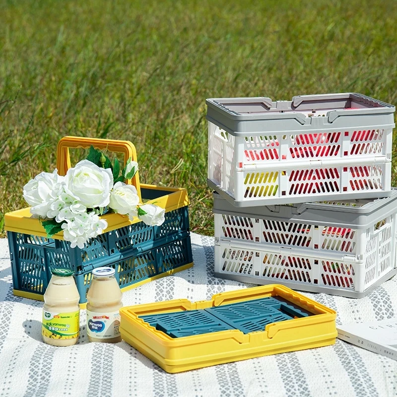 16L Collapsible Plastic Grocery Shopping Baskets 1