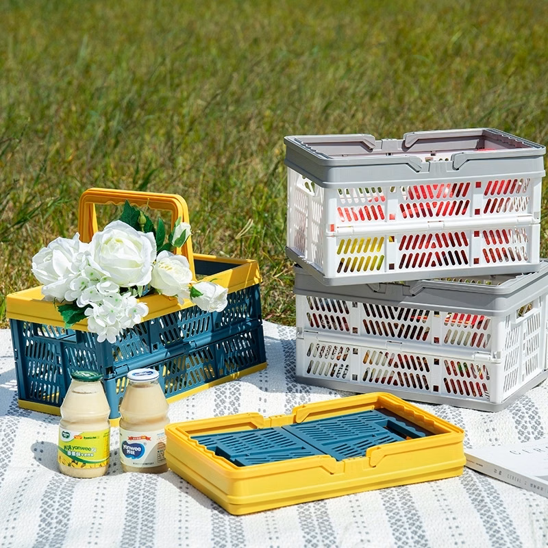 16L Collapsible Plastic Grocery Shopping Baskets