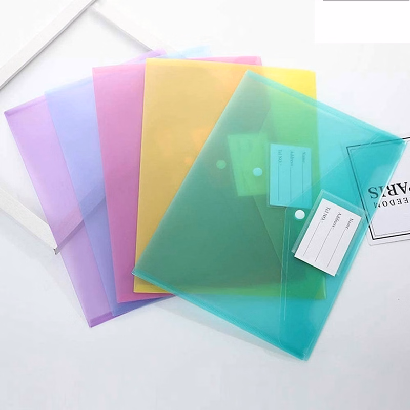 Transparent A4 File Envelopes with Snap Closure