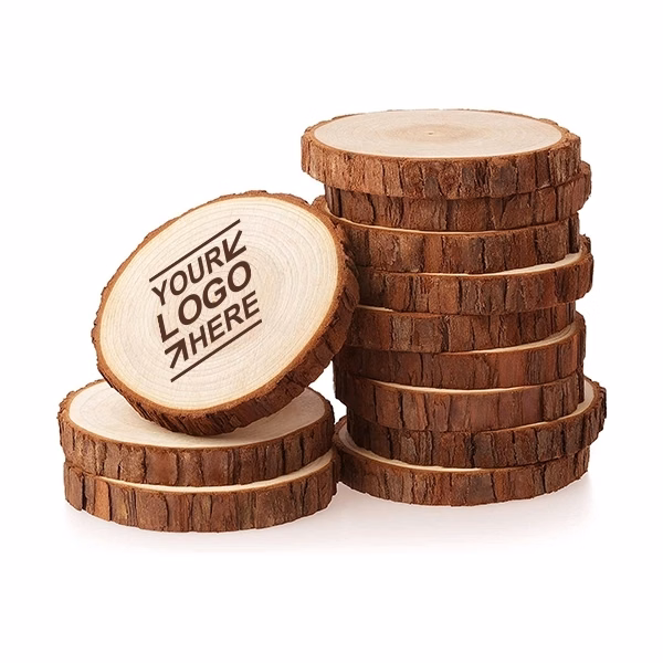 Personalized Engraved Tree Bark Coaster Set