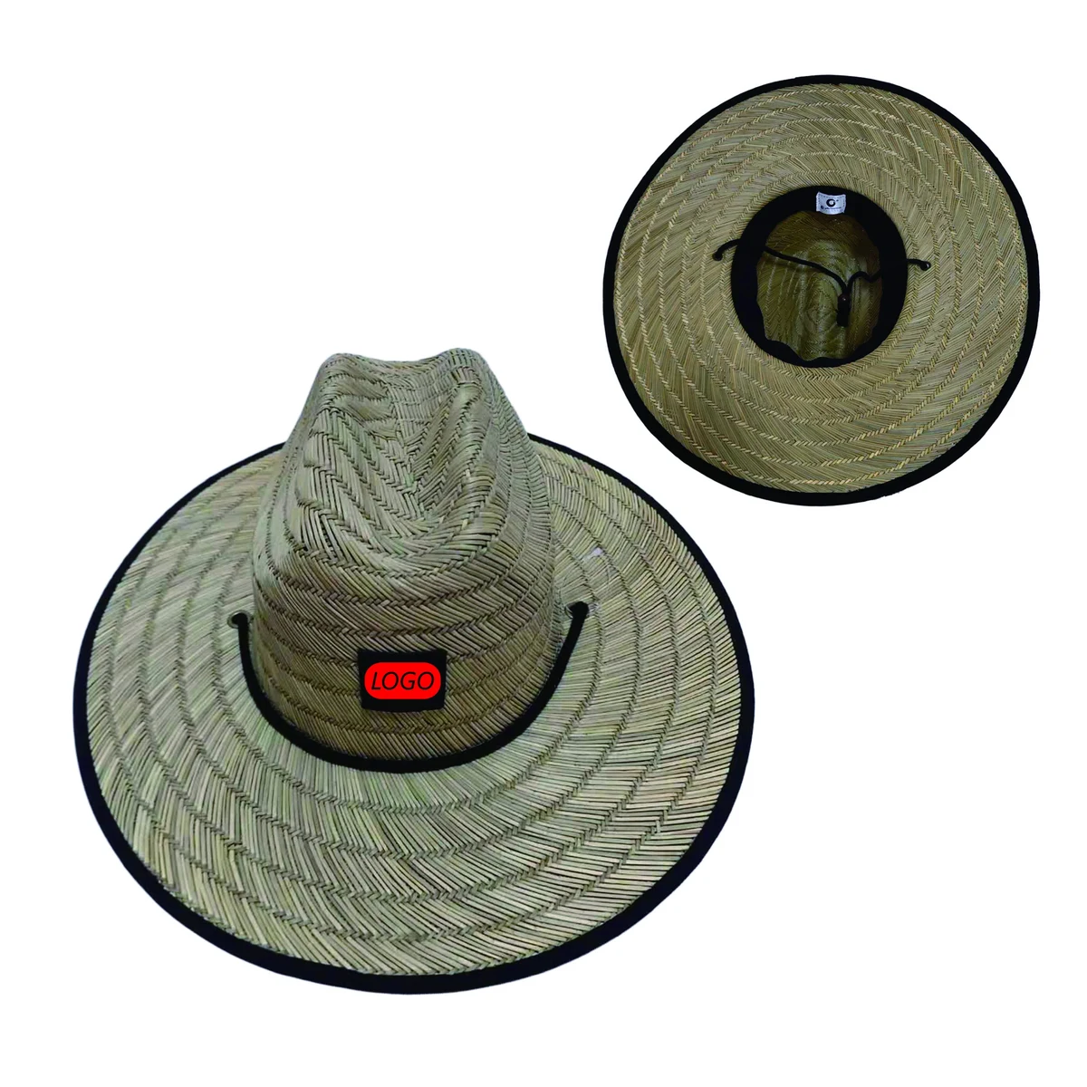 Straw Hat With Custom Patch No Base Fabric 1