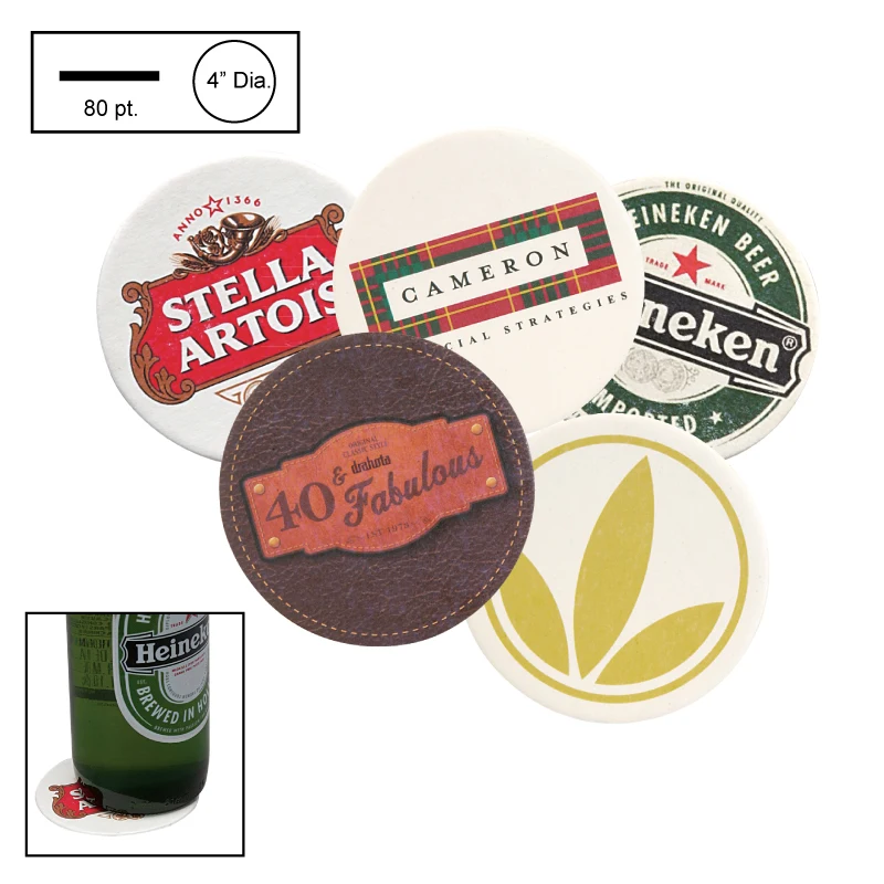 4" Circle Round Heavy Weight Pulpboard Coaster 1