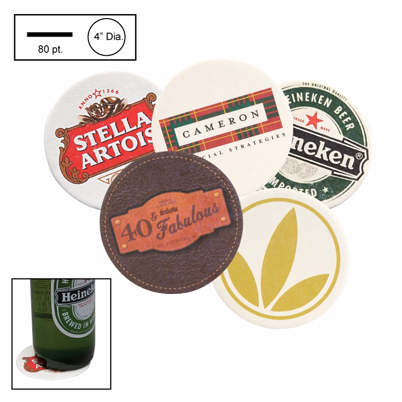 4" Circle Round Heavy Weight Pulpboard Coaster