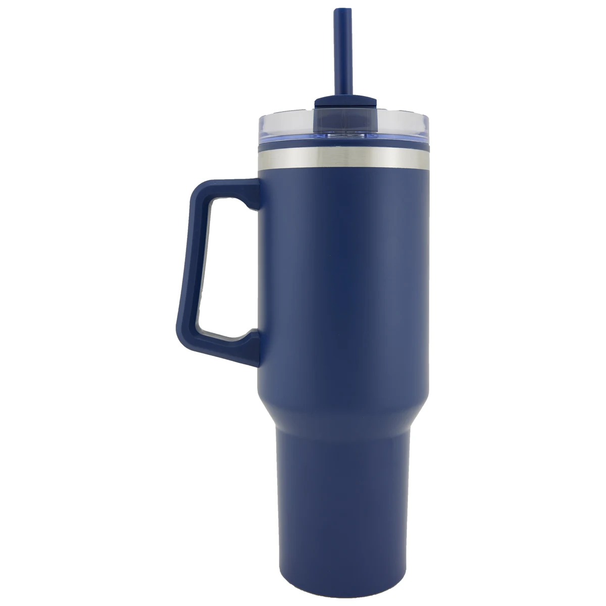Madison 40 Oz. Double Wall SS/PP Tumbler w/Handle and Straw (Navy Blue) 1