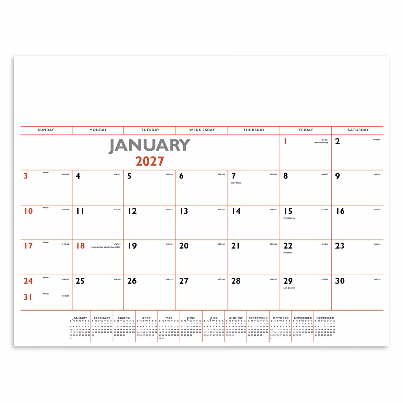 Triumph® Calendars Red & Black Desk Pad