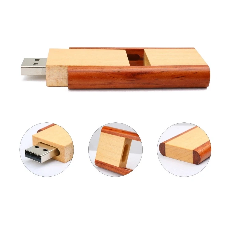 2 GB swivel wood usb drive 1